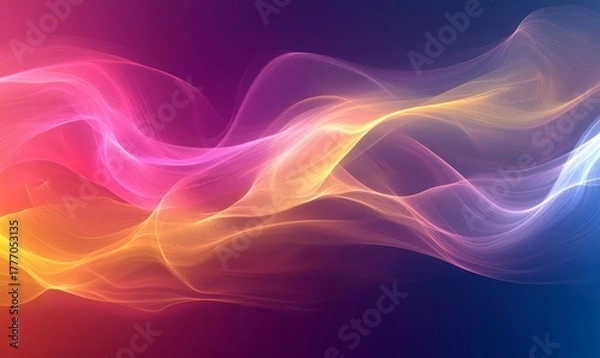 Obraz Colorful, smokey flowing puff clouds in an abstract design, creating a dreamy and vibrant atmosphere. A visually striking, creative representation for artistic or background use, Generative AI