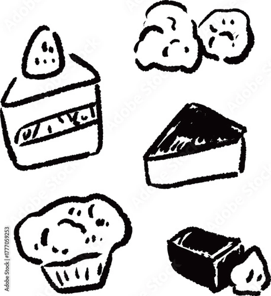 Fototapeta ケーキとマフィンとスコーンのイラスト