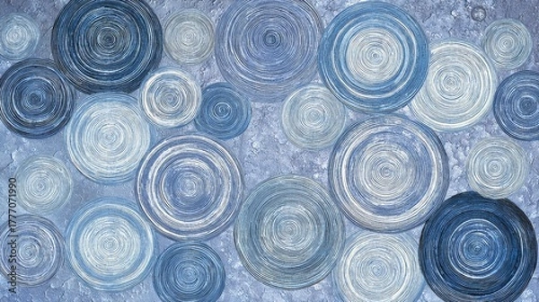 Obraz Abstract Blue Swirl Circles: Serene Textured Background for Modern Design