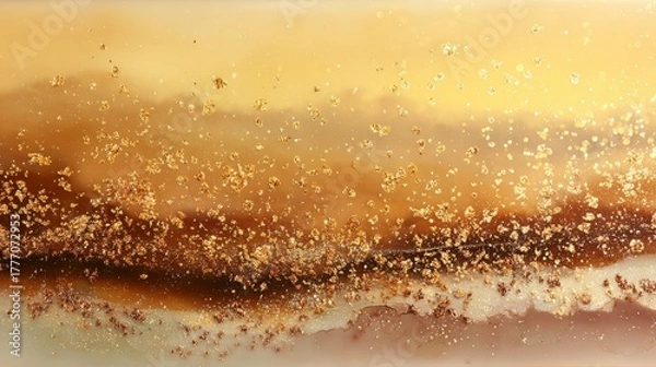 Obraz Abstract Gold and Brown Alcohol Ink Background:  Elegant, Luxurious, Shimmering Texture.