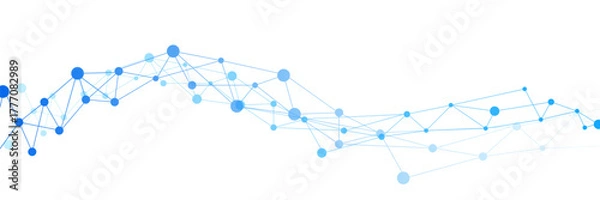 Fototapeta Abstract geometric network connecting dots and lines. Blue digital technology futuristic communication high tech on transparent background