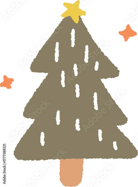 Obraz 손으로 그린 크리스마스 트리와 반짝임 일러스트