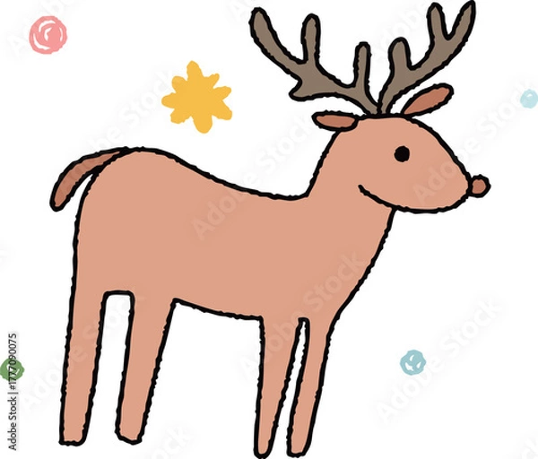Obraz 귀여운 성탄절 사슴과 장식 일러스트