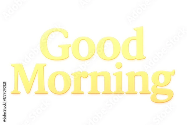 Obraz Golden illuminated text good morning with a subtle glow effect isolated on transparent background