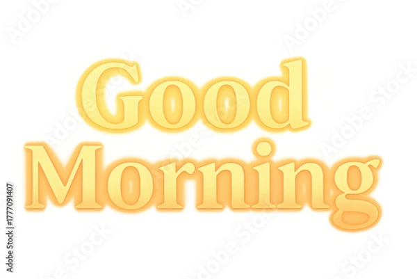 Obraz Golden 3d text good morning with a subtle glow effect isolated on transparent background