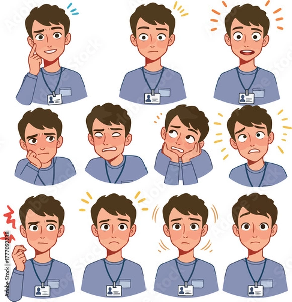 Obraz Collection of Pixel Art Faces Showing Various Emotions and Expressions