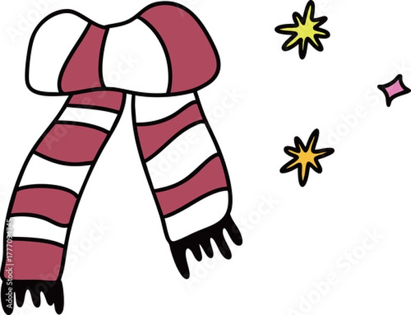 Obraz 크리스마스 느낌의 장식과 빈티지한 목도리 일러스트