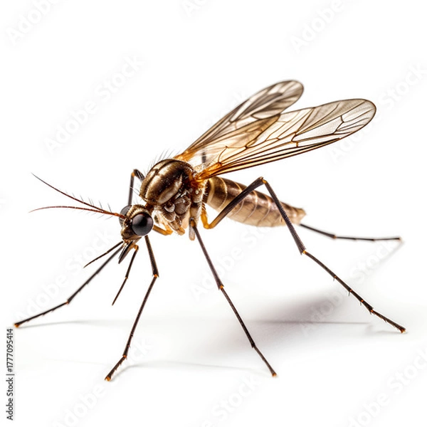 Fototapeta mosquito sucking blood close up on white background
