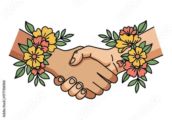 Obraz Handshake in Bloom Partnership and Nature's Harmony