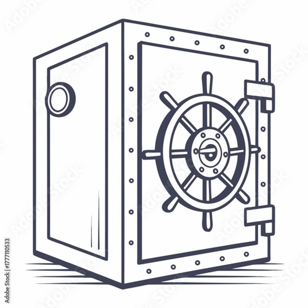 Fototapeta Modern flat vector icon of a heavy bank vault