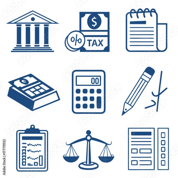 Fototapeta Set of accounting finance and business flat vector icons