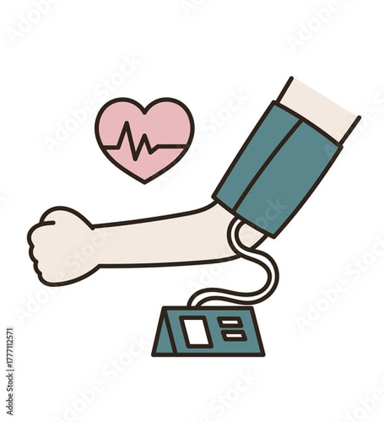 Fototapeta 血圧計で血圧を測るイラスト