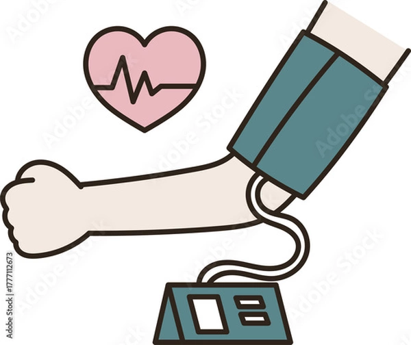 Fototapeta 血圧計で血圧を測るイラスト