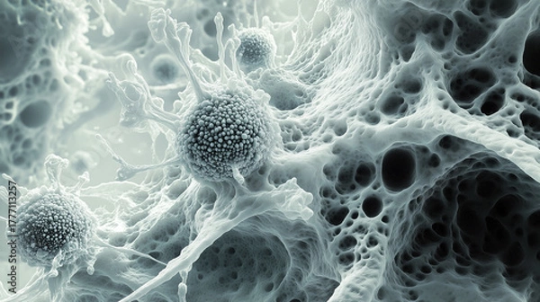 Fototapeta Close Up Microscopic Virus Visualization with Detailed Structure and Scientific Depth 