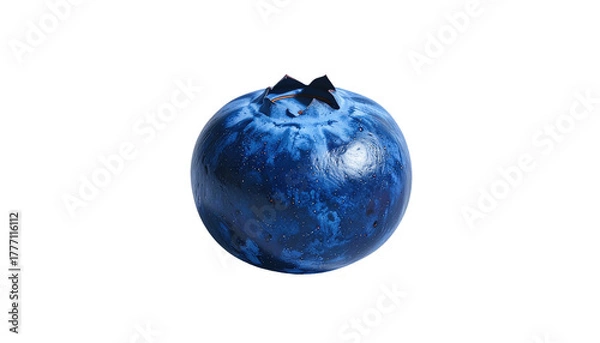 Fototapeta Single blueberry, round shape, and deep blue color against black