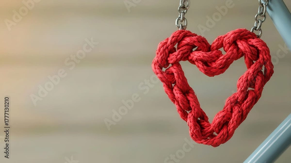 Fototapeta Abstract bicycle with a heart-shaped chain, symbolizing the connection between cycling, passion, and health