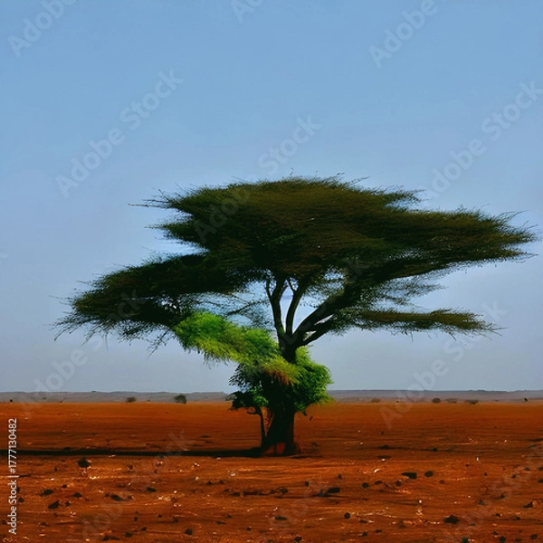 Obraz african tree in savannah. AI generated