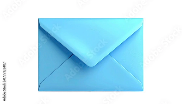 Fototapeta 3D rendering of a closed, light blue envelope