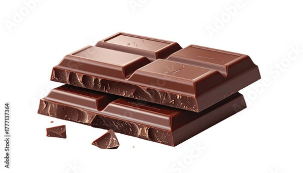 Fototapeta Stack of chocolate squares with textured break on a dark background