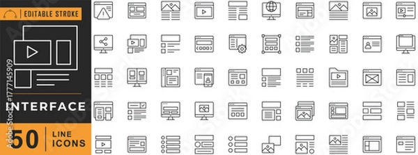 Fototapeta Interface line icon set. Vector illustration.