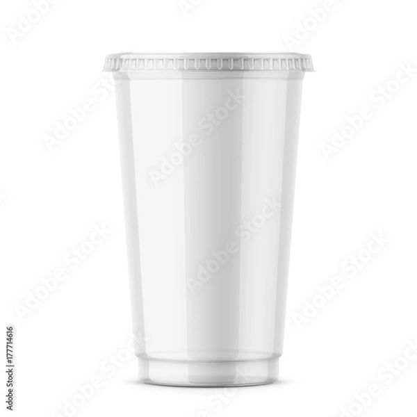 Obraz Clear disposable plastic cup with lid.