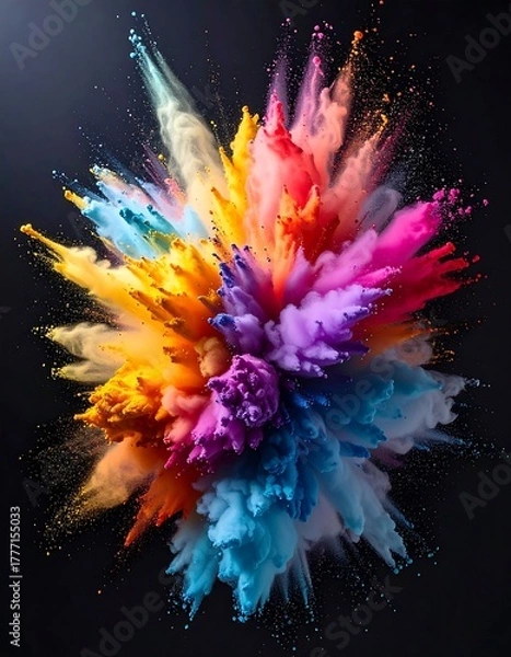 Fototapeta Vibrant multicolored powder explosion against a dark background (1)