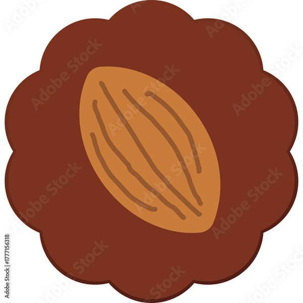 Fototapeta Chocolate Almond Cookie Clip Art With Transparent Background Isolated On White