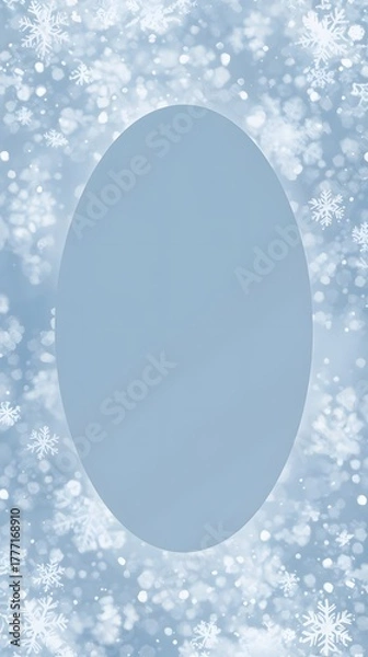 Fototapeta Snowflake border with icy blue circle, winter banner background