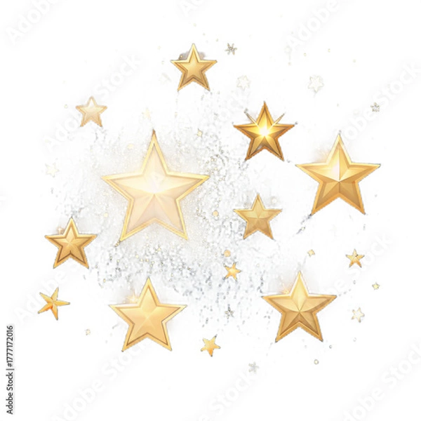 Fototapeta Golden stars on a white background