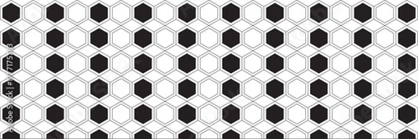 Fototapeta Honeycomb pattern with hexagon mesh texture bee comb grid. Line grid of hexagons black and white seamless pattern.