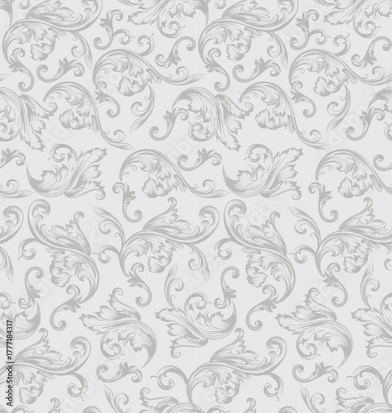 Obraz Seamless Vintage Decorative Flourish  On Gray Background