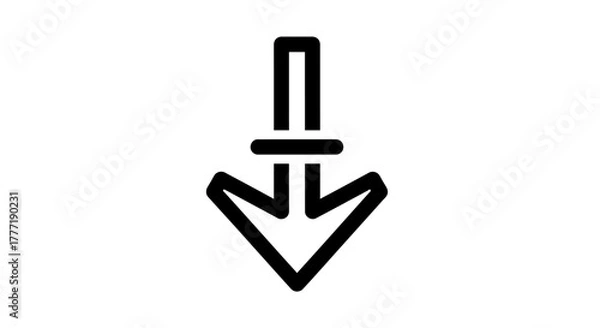 Obraz Simple down arrow icon minimalist vector glyph for user interface design isolated on white background