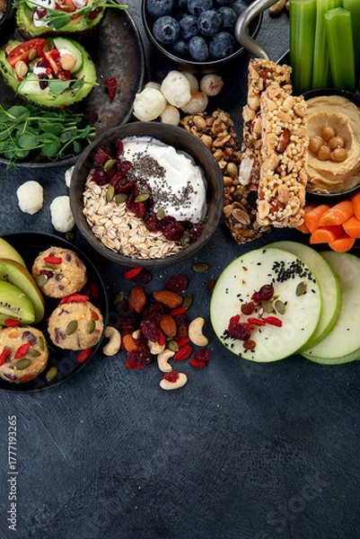 Fototapeta Healthy vegan snacks concept.