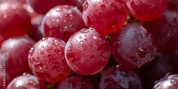 Obraz Fresh Red Grapes with Water Droplets