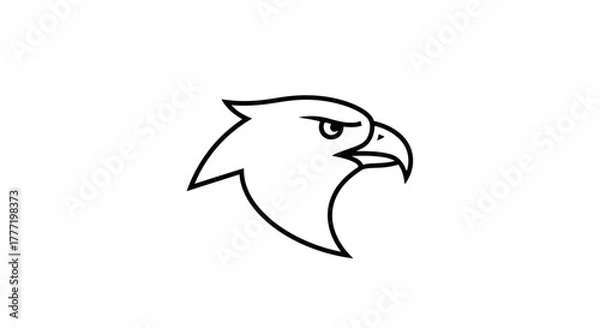 Fototapeta A simple black and white line drawing of a bird's head, facing right, with a stern expression.