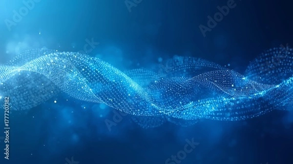 Fototapeta Luminous digital wave composed of glowing particles flowing through abstract space, a futuristic representation of AI and big data