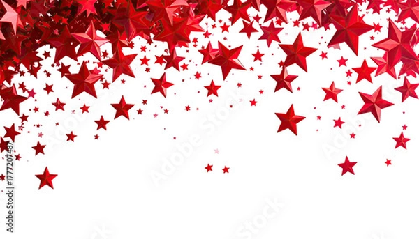 Fototapeta Red stars cascading downward over black background