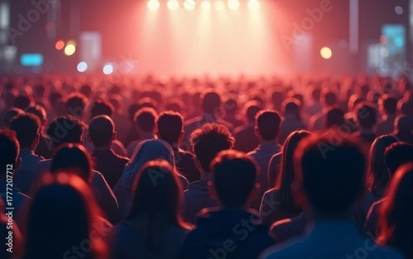 Fototapeta a large group of people standing in a crowd, generative AI. High quality