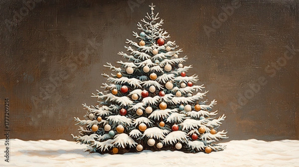 Fototapeta Winter wonderland christmas tree display cozy indoor setting captivating artwork holiday spirit