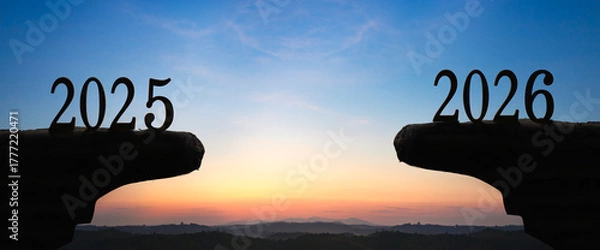 Fototapeta Happy new year 2026 and Happy new year 2026 concept with sunrise background