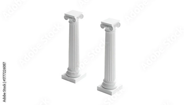 Fototapeta Two white ionic columns against black