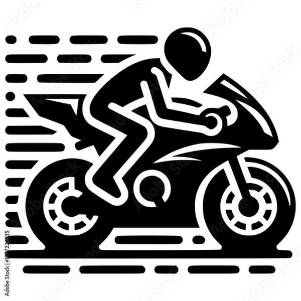 Obraz motorcycle black vector icon with transparent background 