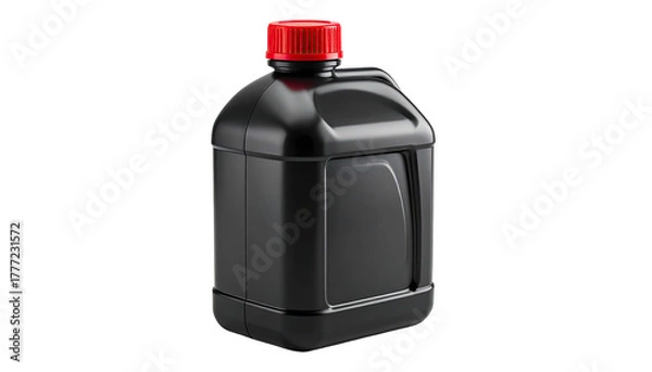 Obraz Black bottle with a red cap against a black background
