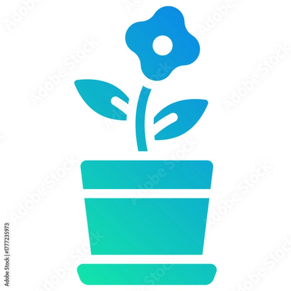 Obraz flower pot gradient fill icon