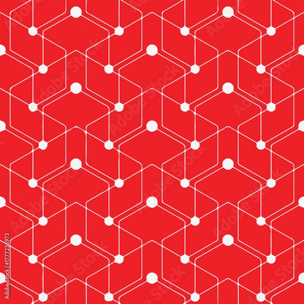 Fototapeta Red Geometric Hexagon Seamless Pattern Background