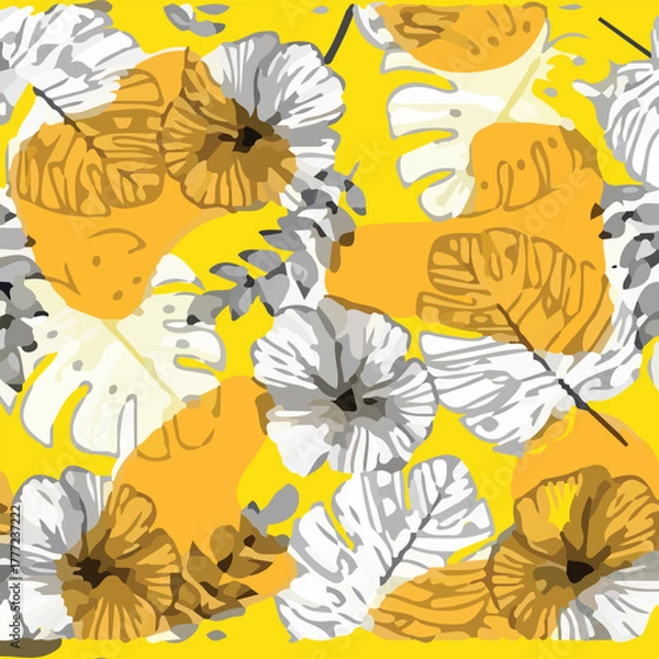 Fototapeta seamless pattern with yellow flowers