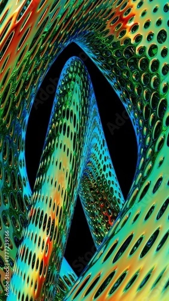 Fototapeta Colorful abstract 3d structure design, tubes, perforated abstract