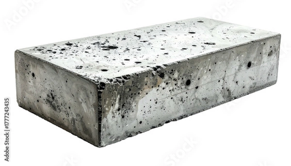 Fototapeta Solid concrete block, speckled, gray, rectangular