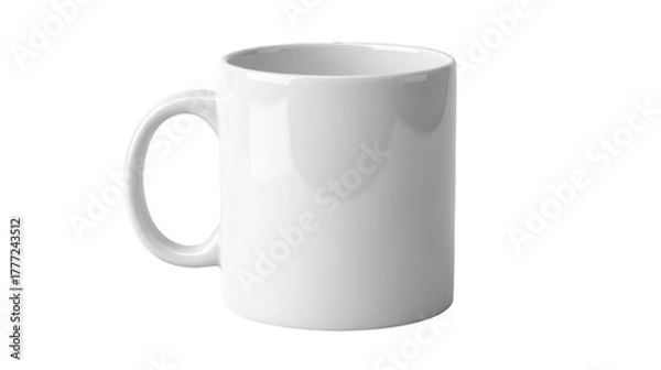 Fototapeta Simple white ceramic mug perfect for coffee tea or promotional branding mockups with a clean modern aesthetic style on transparent background