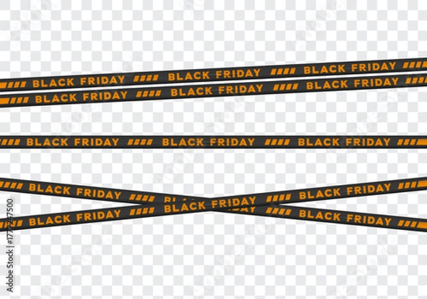 Fototapeta Black friday Sale Warning Stripes tape vector illustration for sale and discount event
